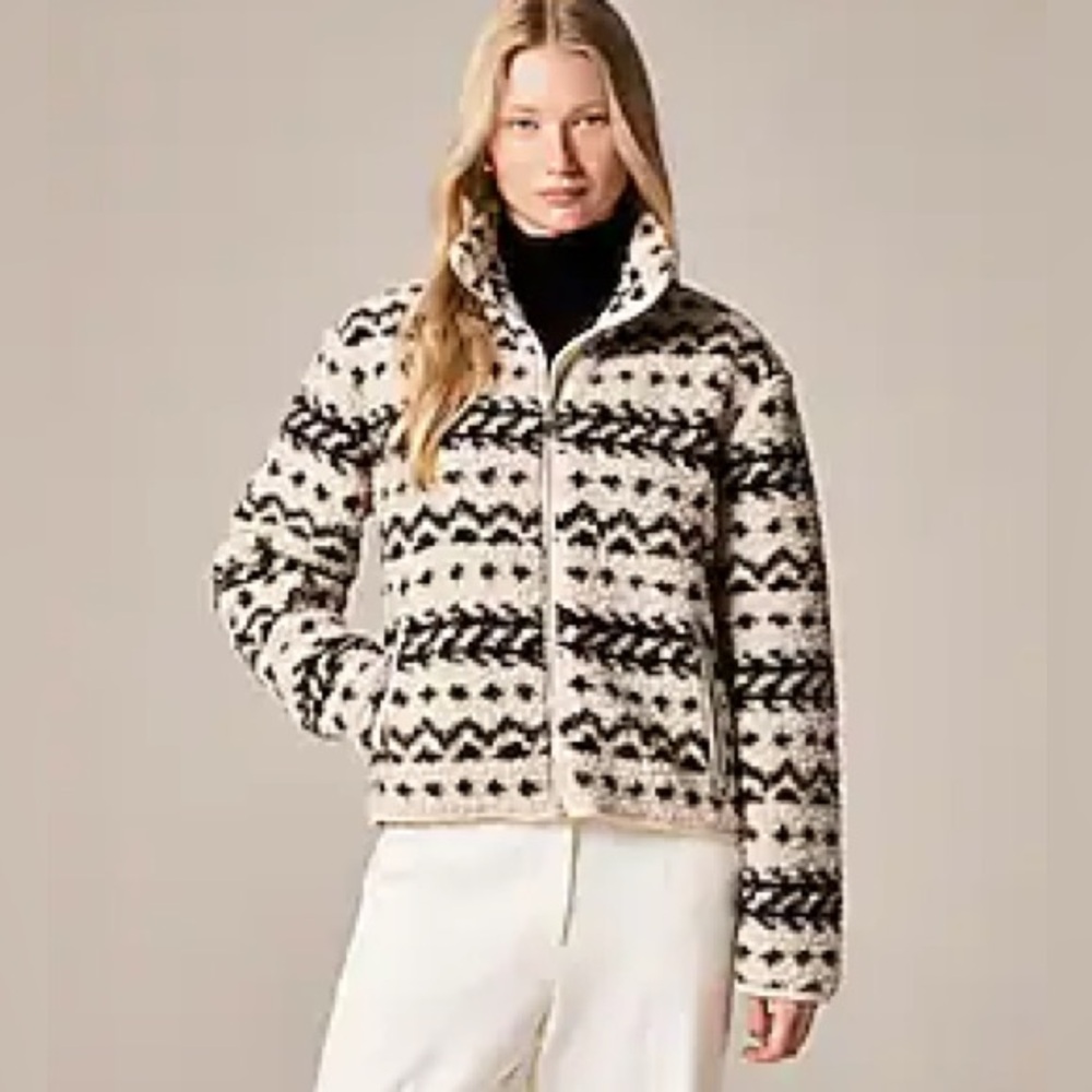 J. Crew Sherpa Fleece Zip-Up Jacket in Jacquard